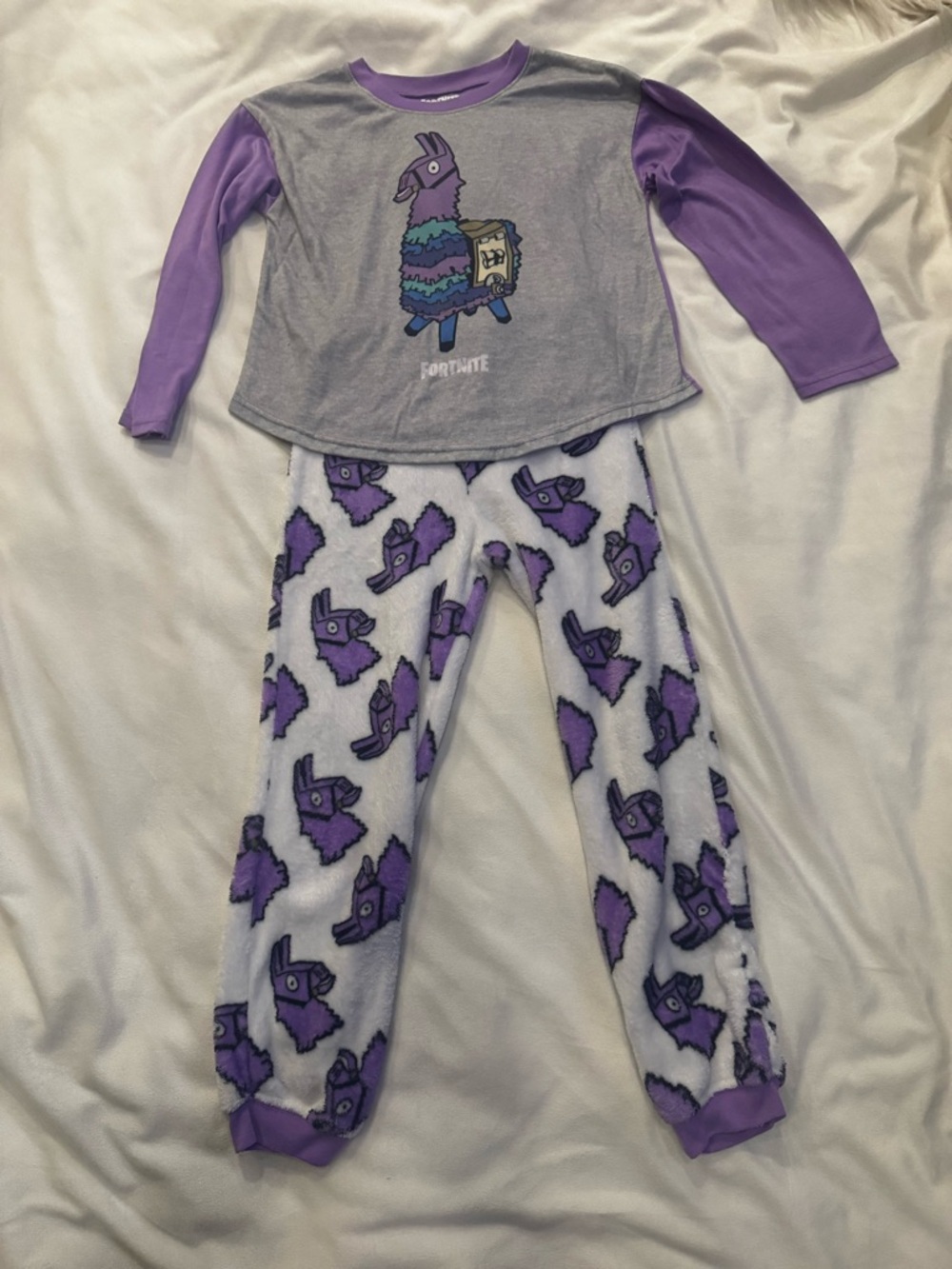 Kids Purple Llama Two-Piece Fort Nite Pajama Set